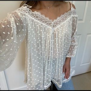 Zimmerman flowy sheer off shoulder top white sz4